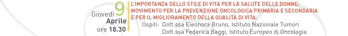 SmartFood movimento per la prevenzione oncologica 9 aprile ore 18.30